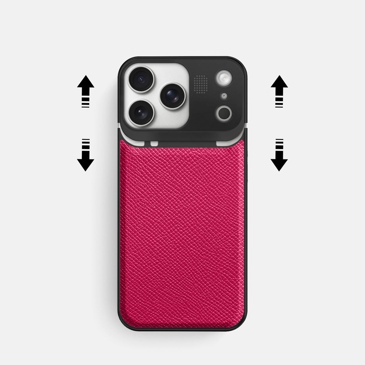 Metal Case For iPhone 17 Pro In Epsom-Style Calf -2 | Fuchsia-Black