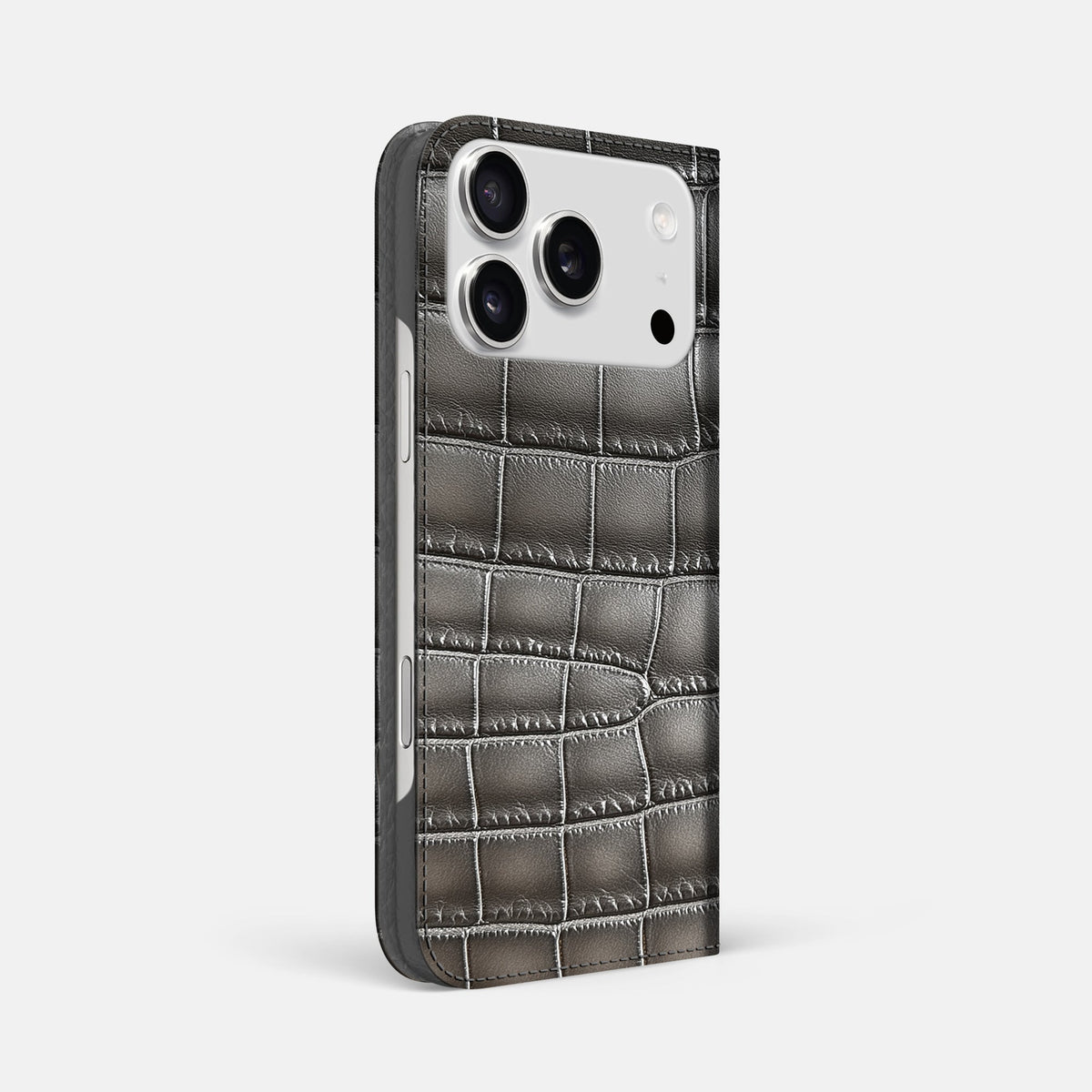 Folio Slim Case For iPhone 18 Pro Max In Patina Alligator -1 | Grey