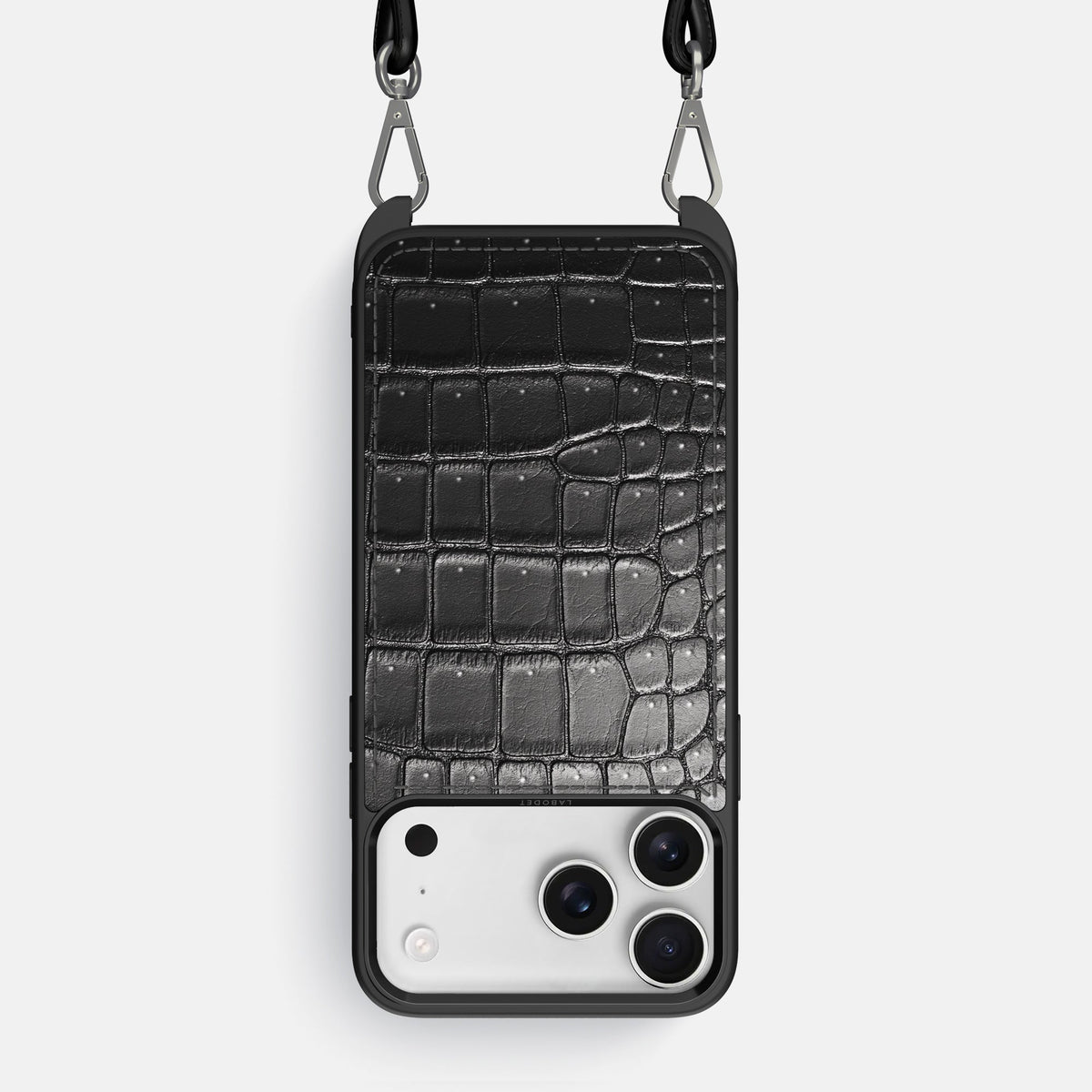 Crossbody Sport Case For iPhone 18 Pro Max In Porosus Crocodile -1 | Shiny-Black