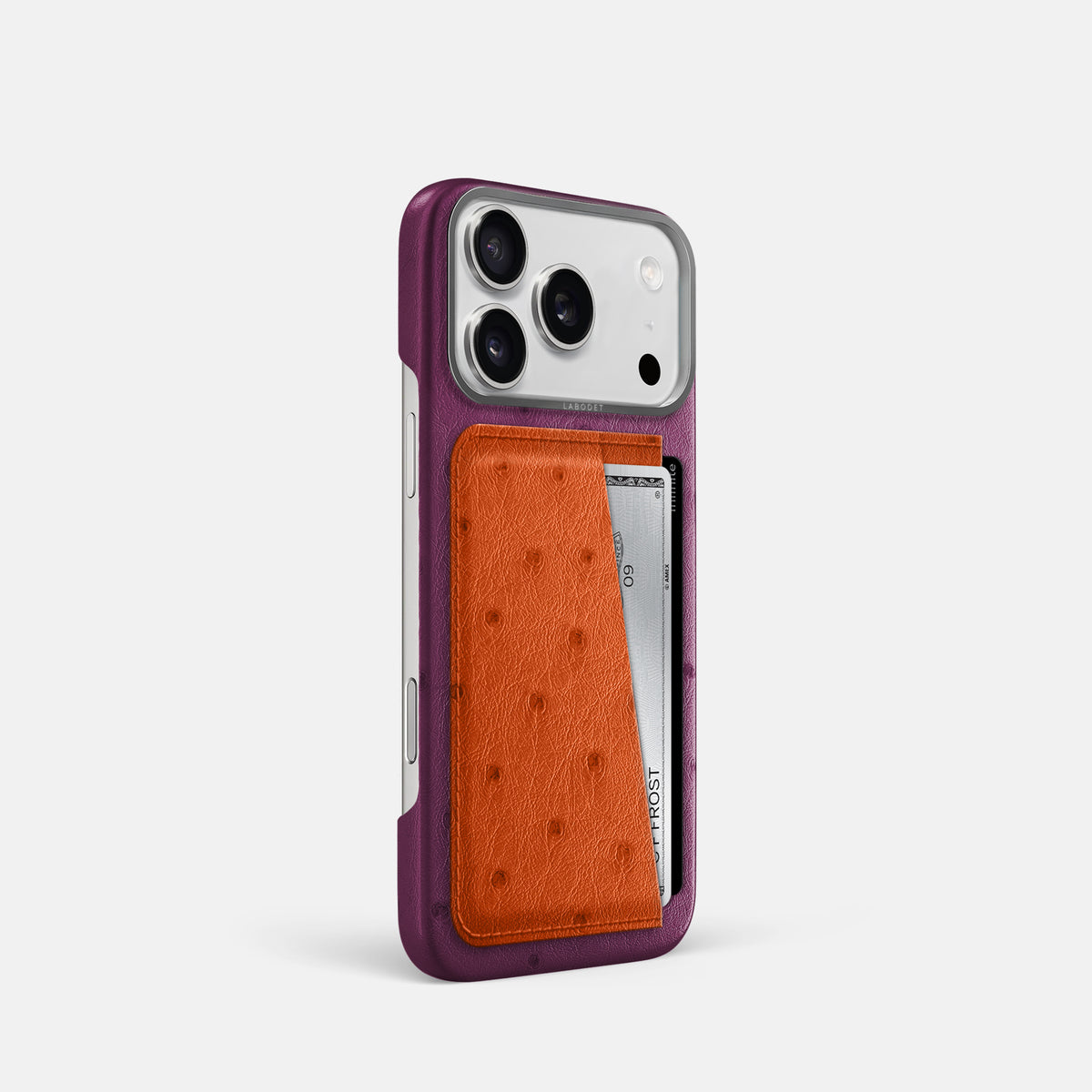 Double Card Case Coloré For iPhone 17 Pro In Ostrich -2 | Purple-Steel