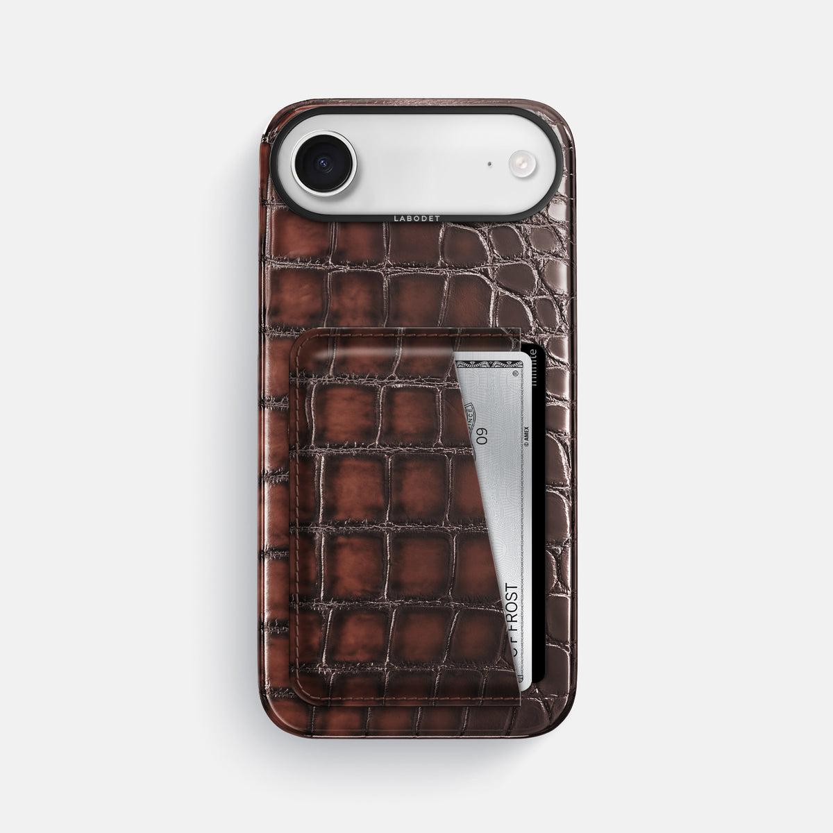 Double Card Case For iPhone 17 Air In Patina Alligator -1 | Havana-Brown-Black