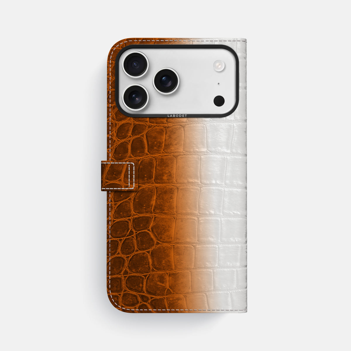 Folio Case with Clasp For iPhone 17 Pro Max In Himalayan Crocodile -3 | Orange-Black