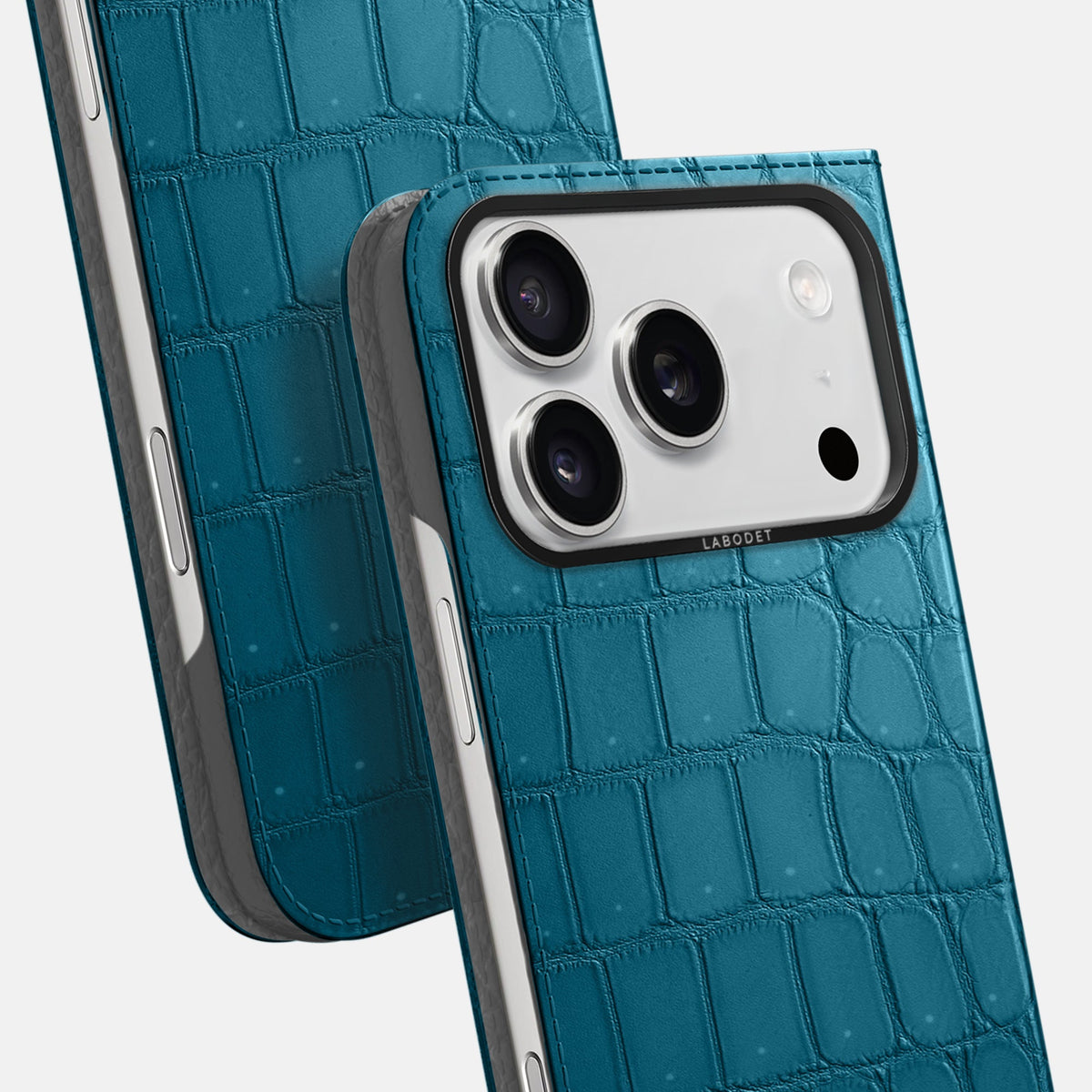 Folio Case For iPhone 18 Pro In Porosus Crocodile -5 | Turquoise-Black