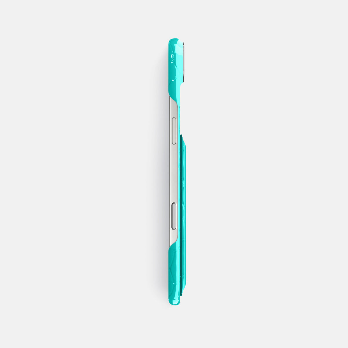 Double Card Case For iPhone 17 Air In Shiny Alligator -3 | Mint-Steel