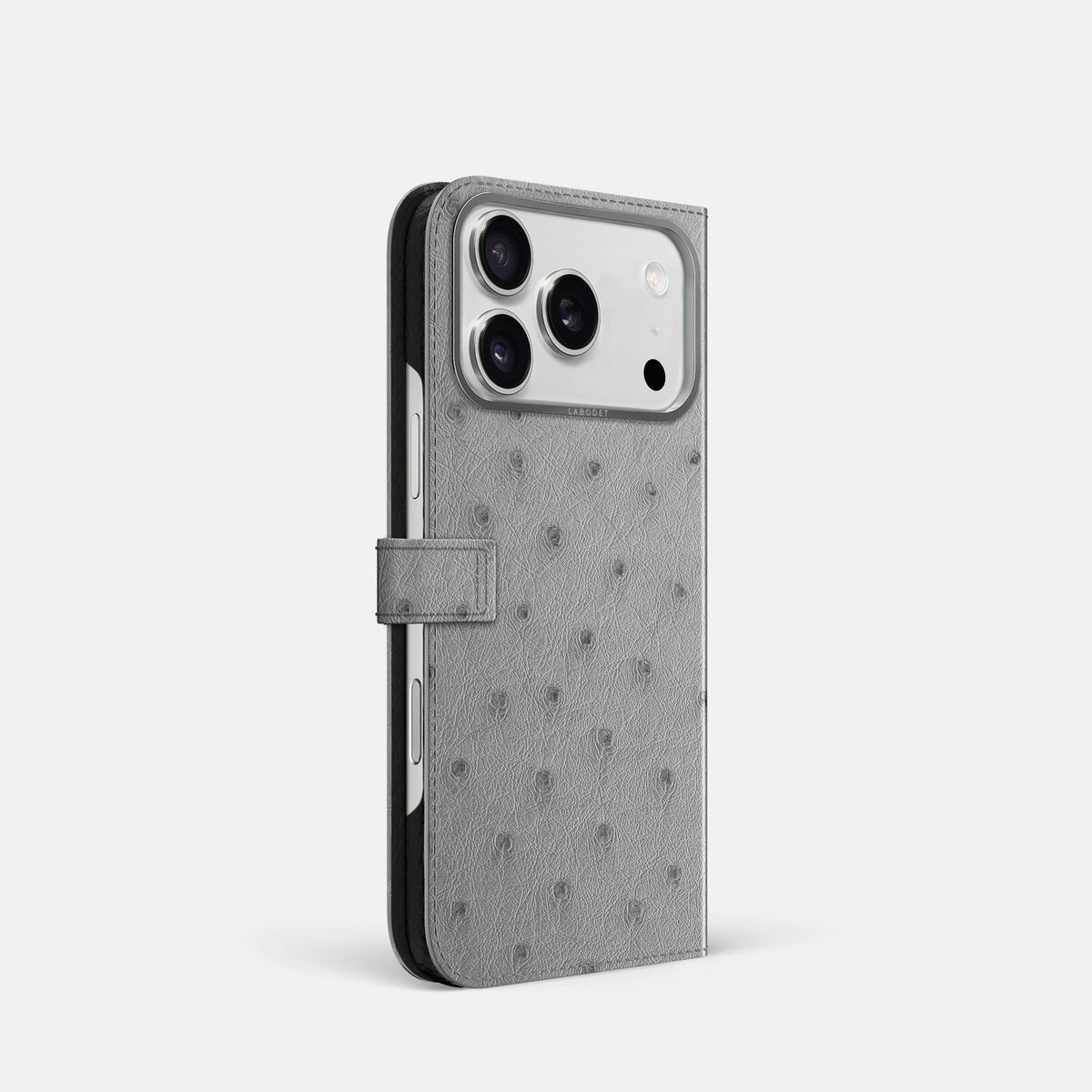 Folio Case with Clasp For iPhone 17 Pro In Ostrich -1 | Silver-Steel