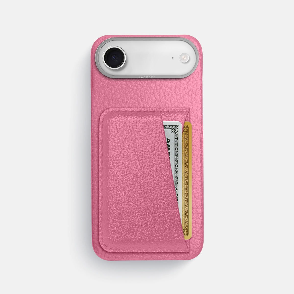 Double Card Case For iPhone 17 Air In Calf -1 | Pink-Steel