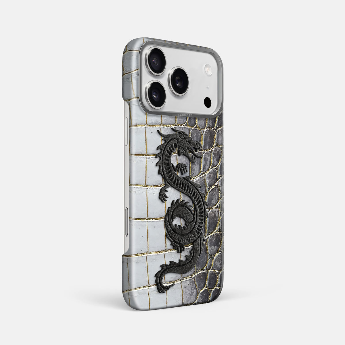 Classic Case With Carbon Dragon For iPhone 17 Pro Max In Himalayan Crocodile -2 | Gold-Steel
