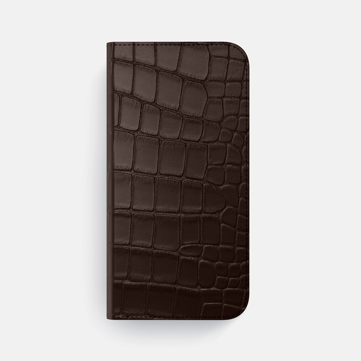 Folio Case with Card For iPhone 18 Pro Max In Alligator -4 | Dark-Brown-Black