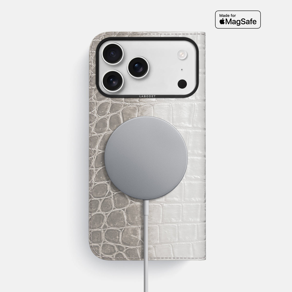 Folio Case For iPhone 18 Pro Max In Himalayan Crocodile -3 | Grey-Black