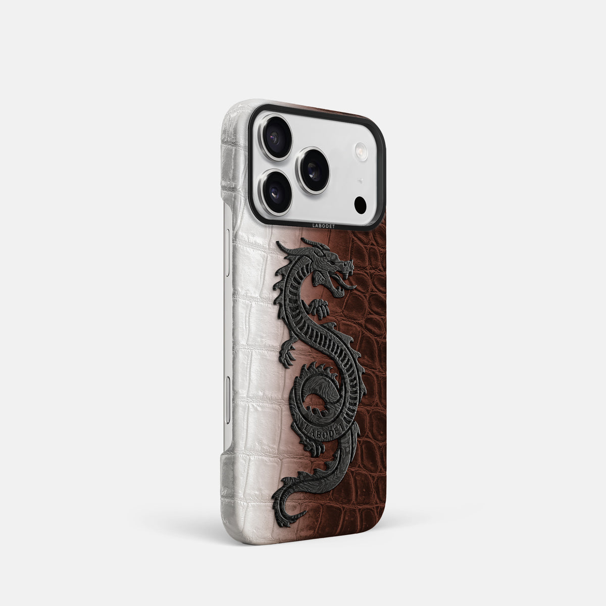 Classic Case With Carbon Dragon For iPhone 17 Pro In Himalayan Crocodile -2 | Dark-Brown-Black