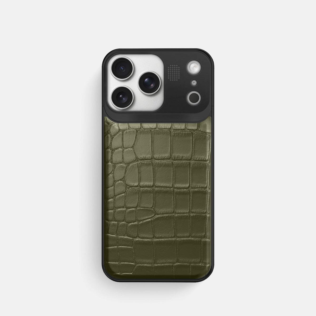 Metal Case For iPhone 18 Pro In Alligator -1 | Kaki-Green-Black
