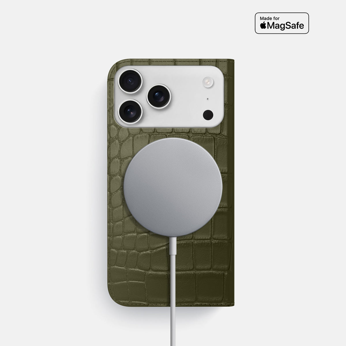 Folio Slim Case For iPhone 18 Pro In Alligator -3 | Kaki-Green