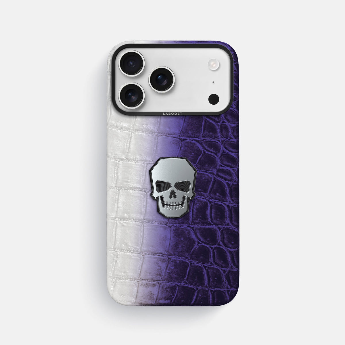 Classic Case With Titanium Skull For iPhone 18 Pro Max In Himalayan Crocodile -1 | Purple-Black