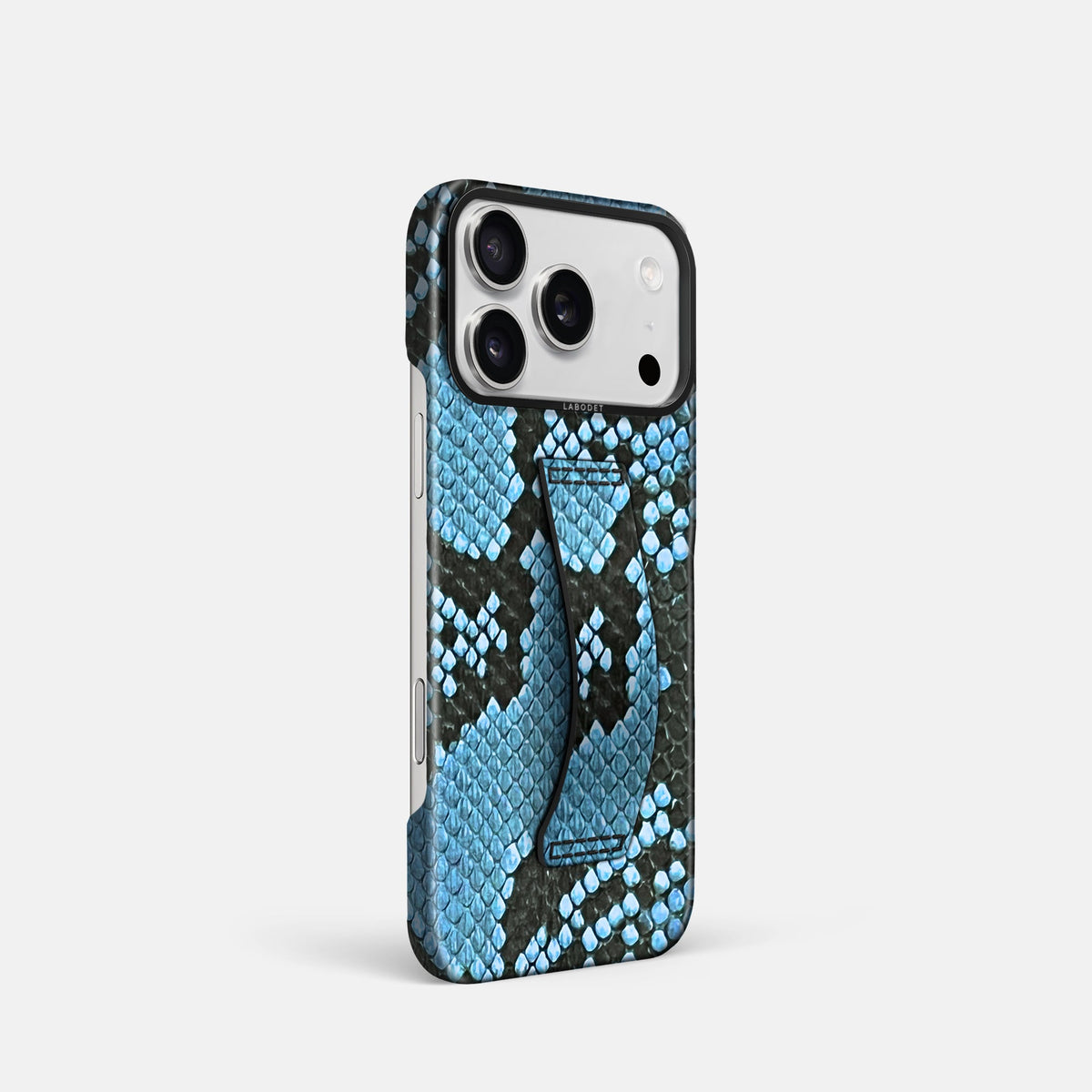 Finger Case For iPhone 18 Pro In Deluxe Python -2 | Pacific-Blue-Black