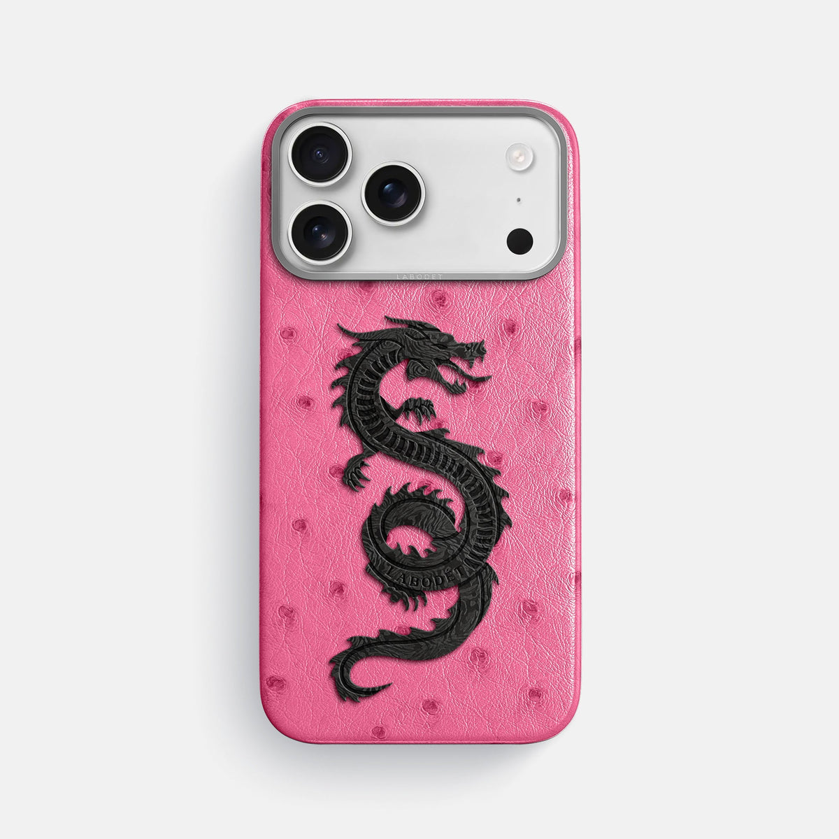 Classic Case With Carbon Dragon For iPhone 18 Pro Max In Ostrich -1 | Pink-Steel