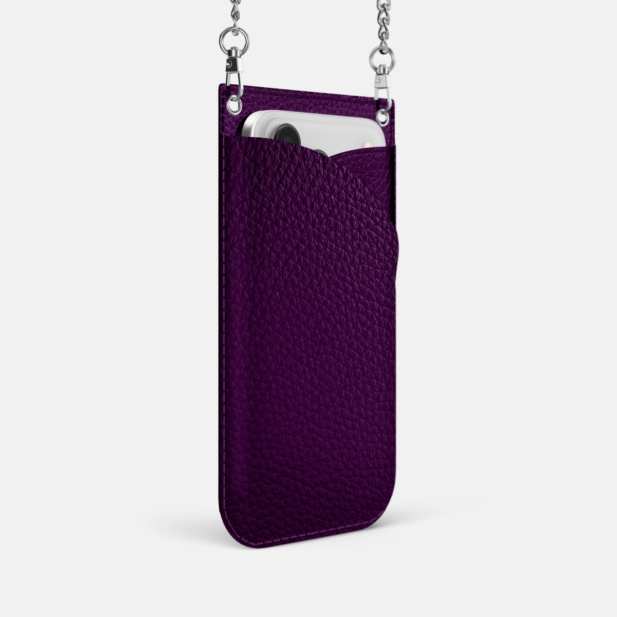 Crossbody Bag For iPhone 18 Pro In Calf -2 | Violet-Steel
