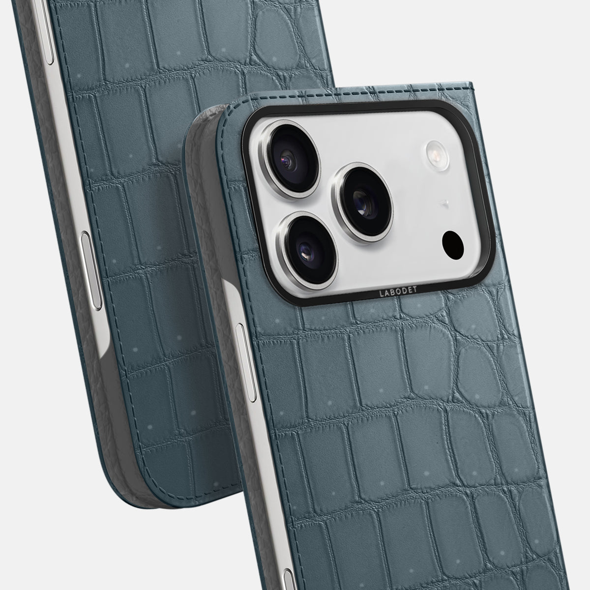 Folio Case For iPhone 17 Pro Max In Porosus Crocodile -5 | Denim-Black