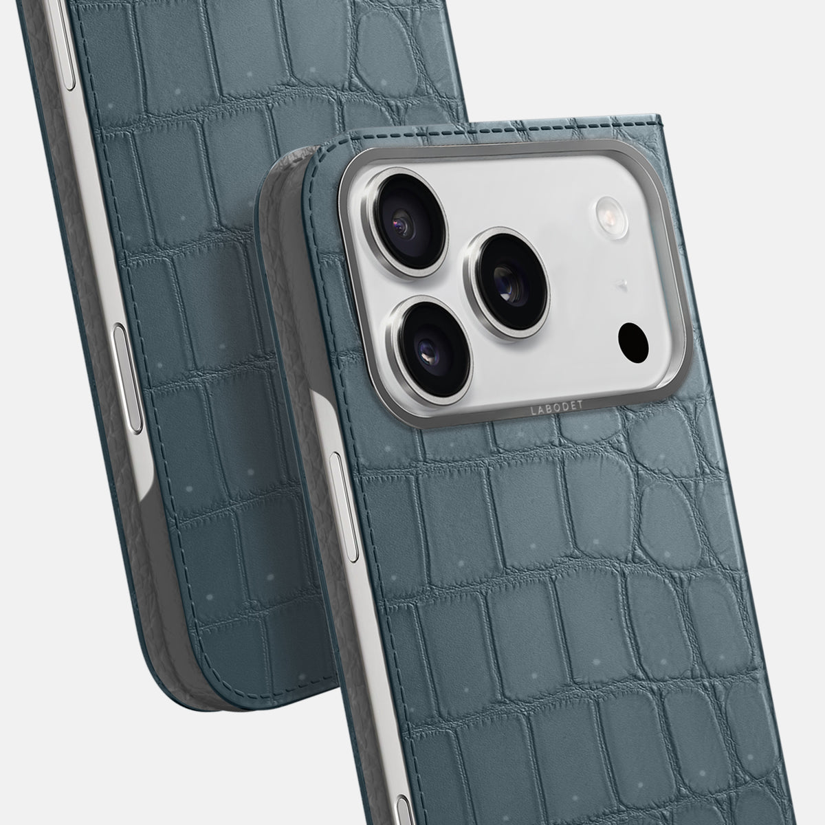 Folio Case For iPhone 17 Pro Max In Porosus Crocodile -5 | Denim-Steel