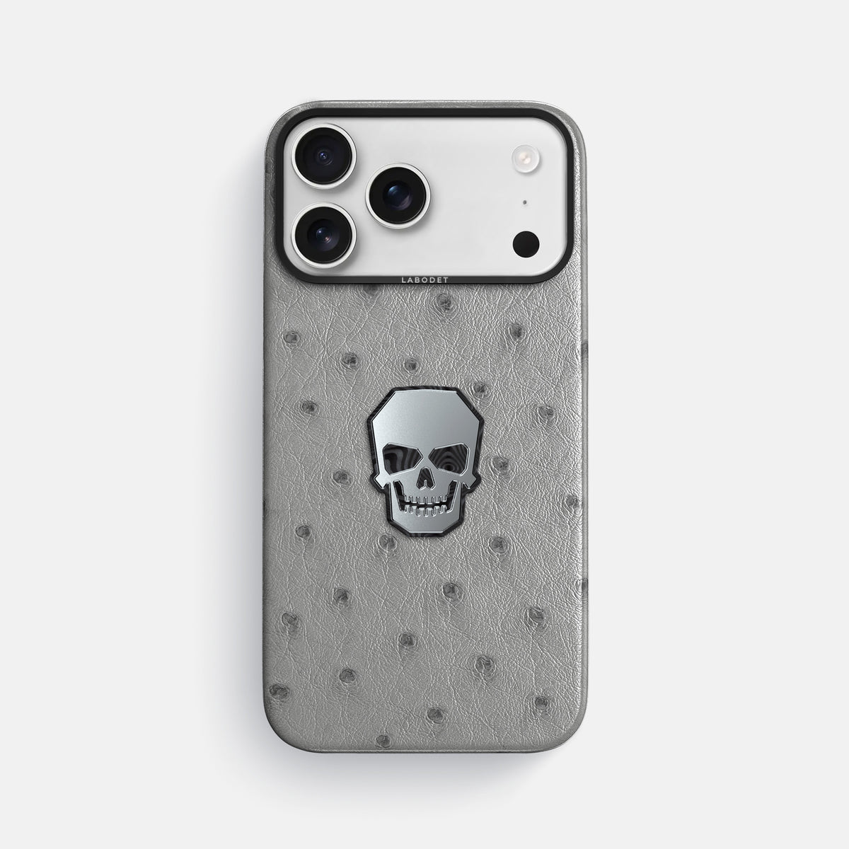 Classic Case With Titanium Skull For iPhone 17 Pro Max In Ostrich -1 | Silver-Black