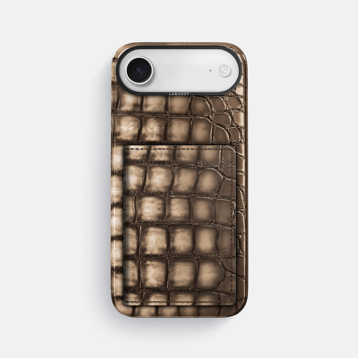Bi-Fold Case For iPhone 17 Air In Patina Alligator -1 | Etoupe-Black