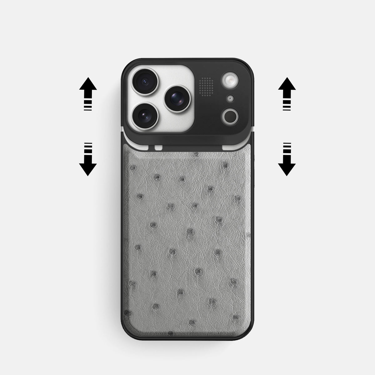 Metal Case For iPhone 17 Pro In Ostrich -2 | Silver-Black