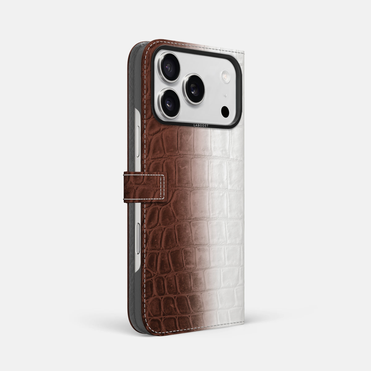 Folio Case with Clasp For iPhone 17 Pro Max In Himalayan Crocodile -1 | Dark-Brown-Black