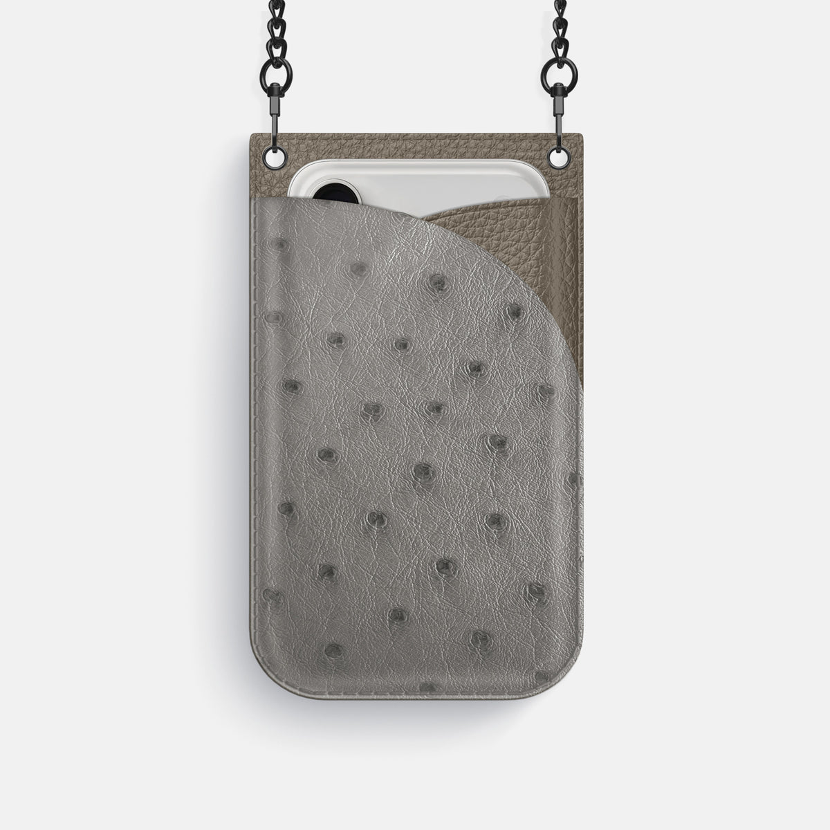 Crossbody Bag For iPhone 17 Pro In Ostrich -1 | Grey-Black