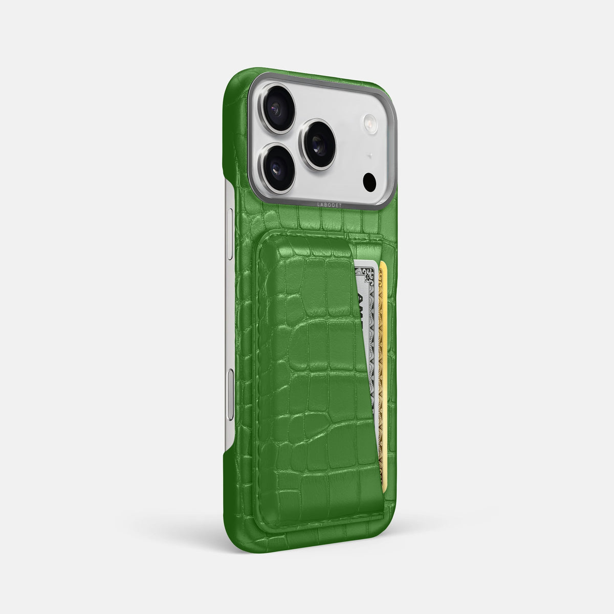 Double Card Case For iPhone 18 Pro Max In Alligator -2 | Apple-Green-Steel