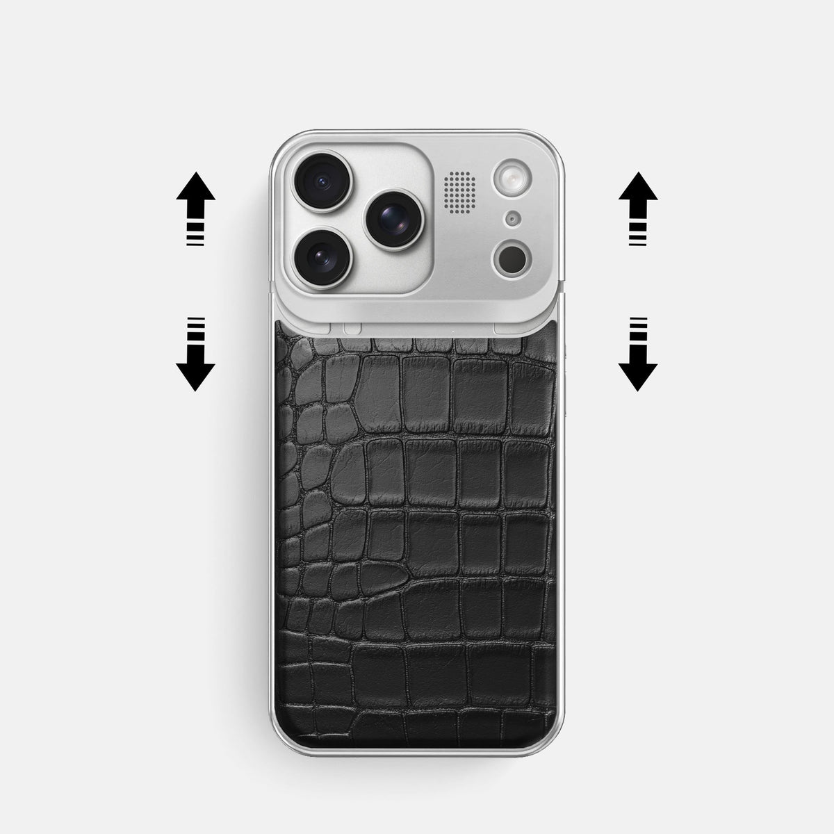 Metal Case For iPhone 18 Pro In Alligator -2 | Black-Steel