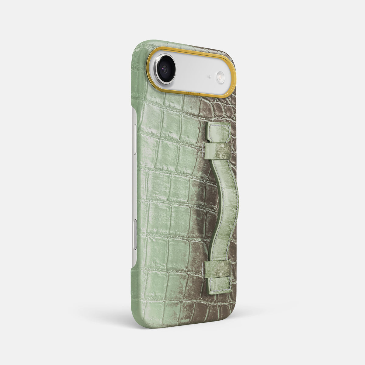 Handle Case For iPhone 17 Air In Himalayan Crocodile -2 | Pistachio-Gold
