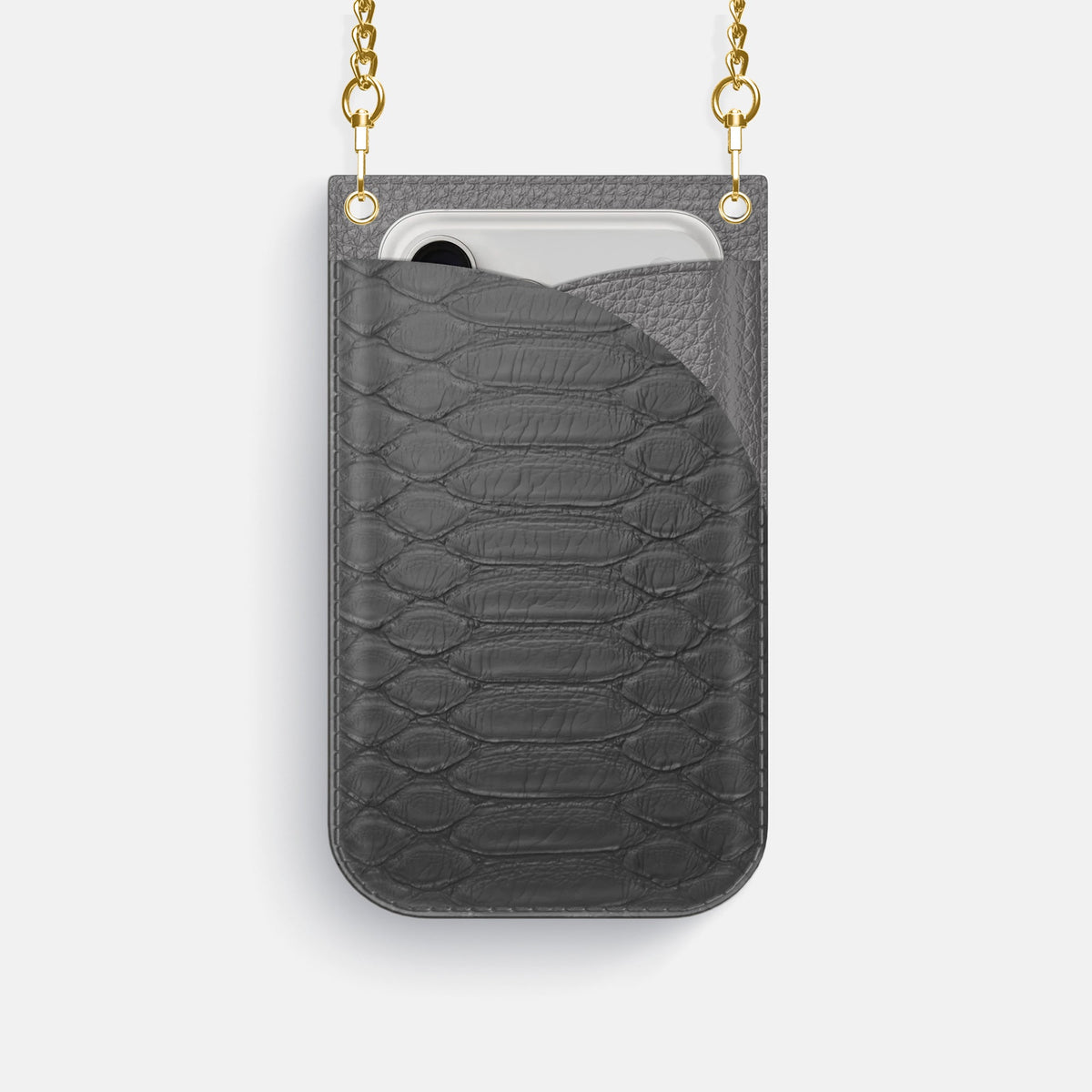 Crossbody Bag For iPhone 18 Pro In Python -1 | Grey-Gold