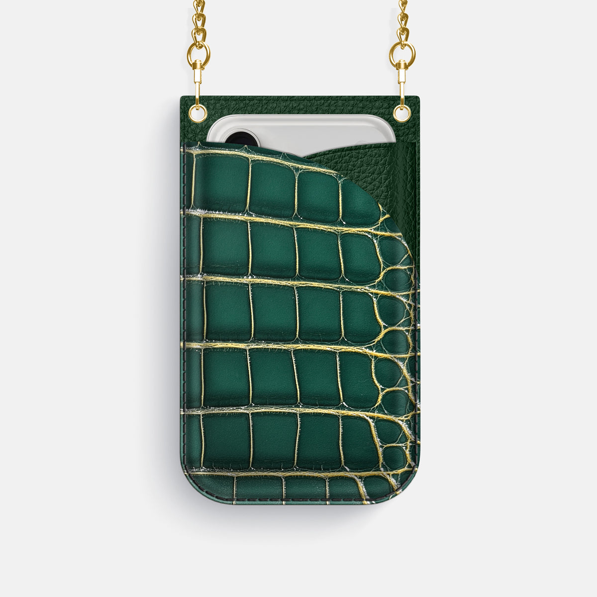 Crossbody Bag For iPhone 17 Pro In Patina Alligator -1 | Cambridge-Gold