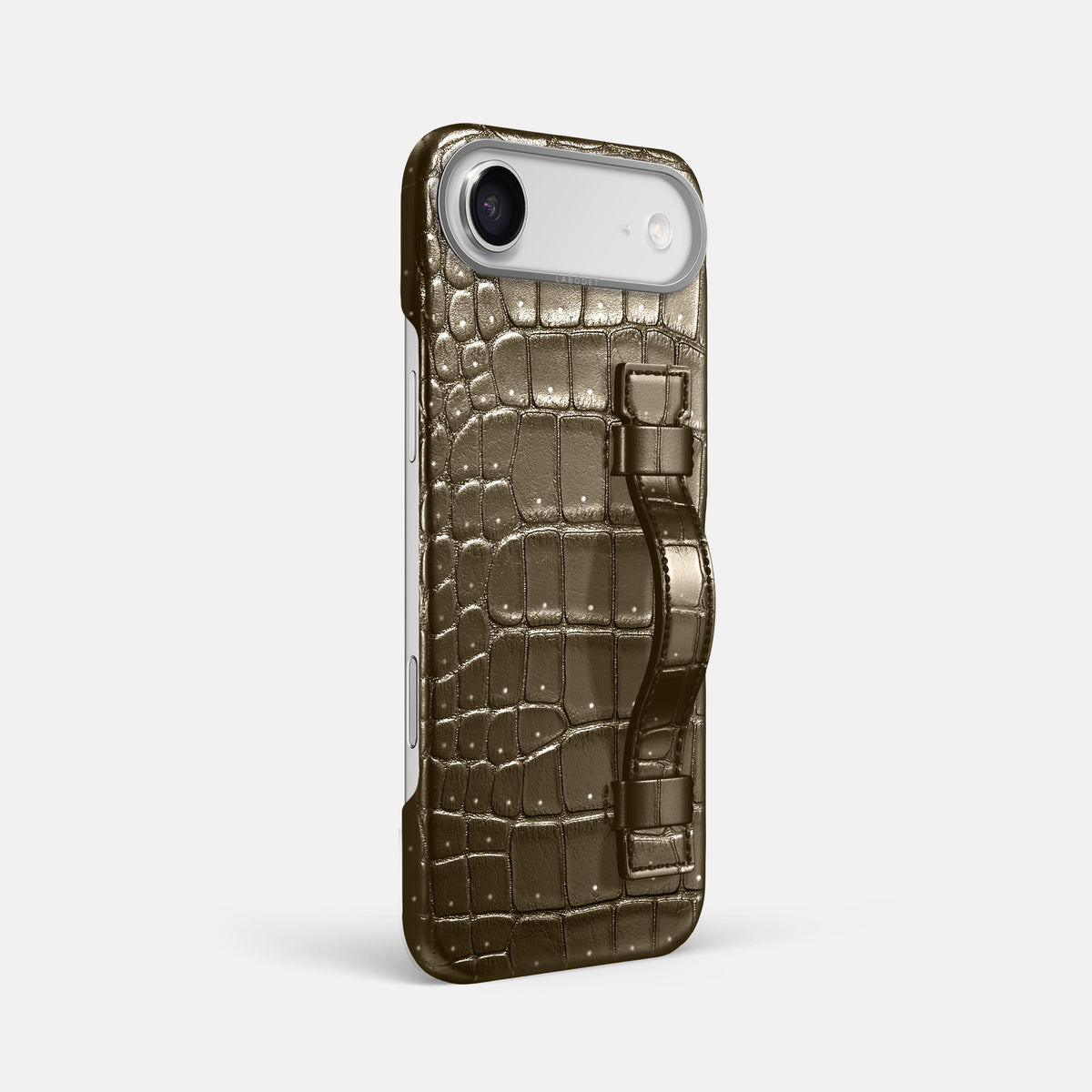 Handle Case For iPhone 17 Air In Porosus Crocodile -2 | Bronze-Steel