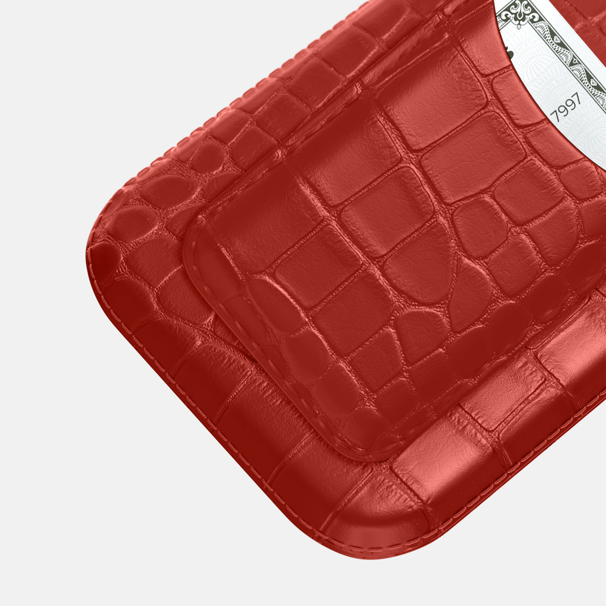 Pouch Card Case For iPhone 17 Pro Max In Alligator -3 | Red