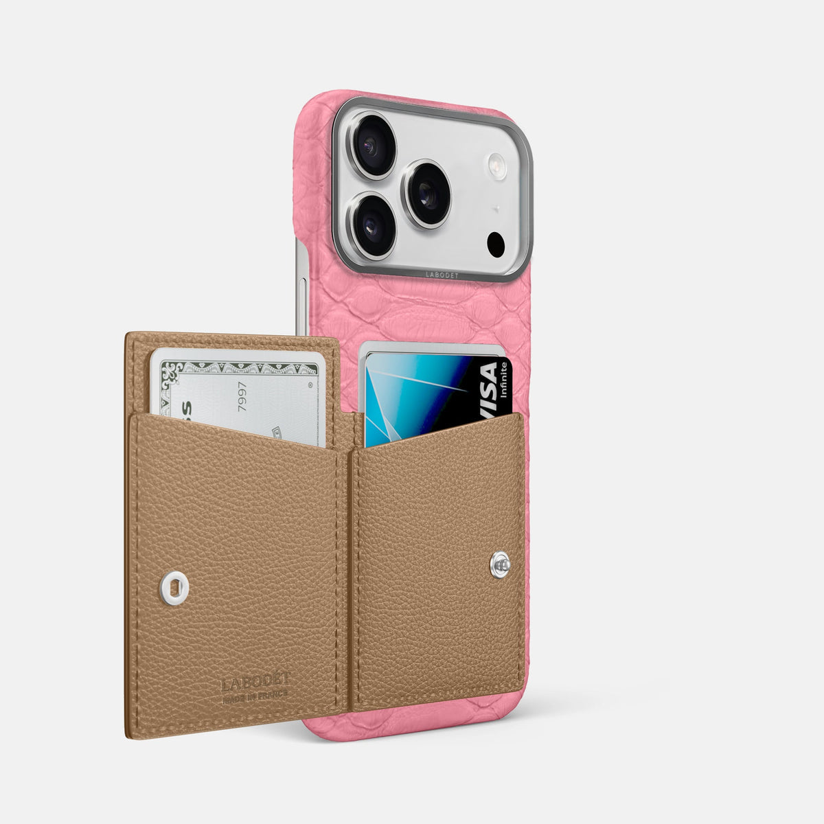 Bi-Fold Case For iPhone 18 Pro Max In Python -2 | Pink-Steel