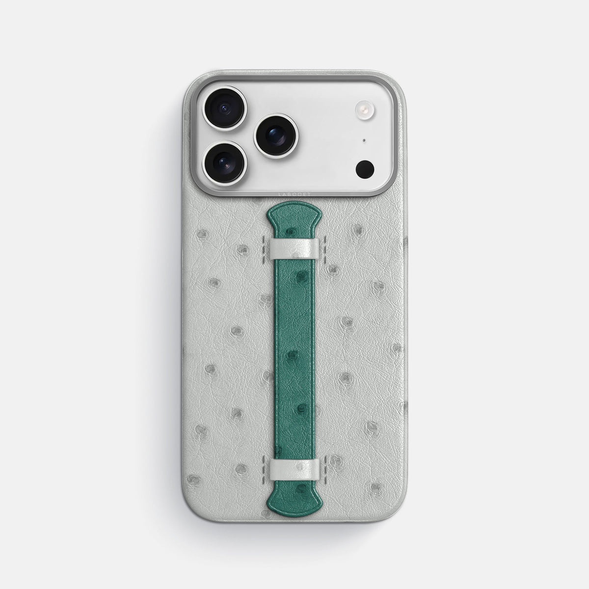 Center Handle Coloré For iPhone 18 Pro Max In Ostrich -1 | White-Steel