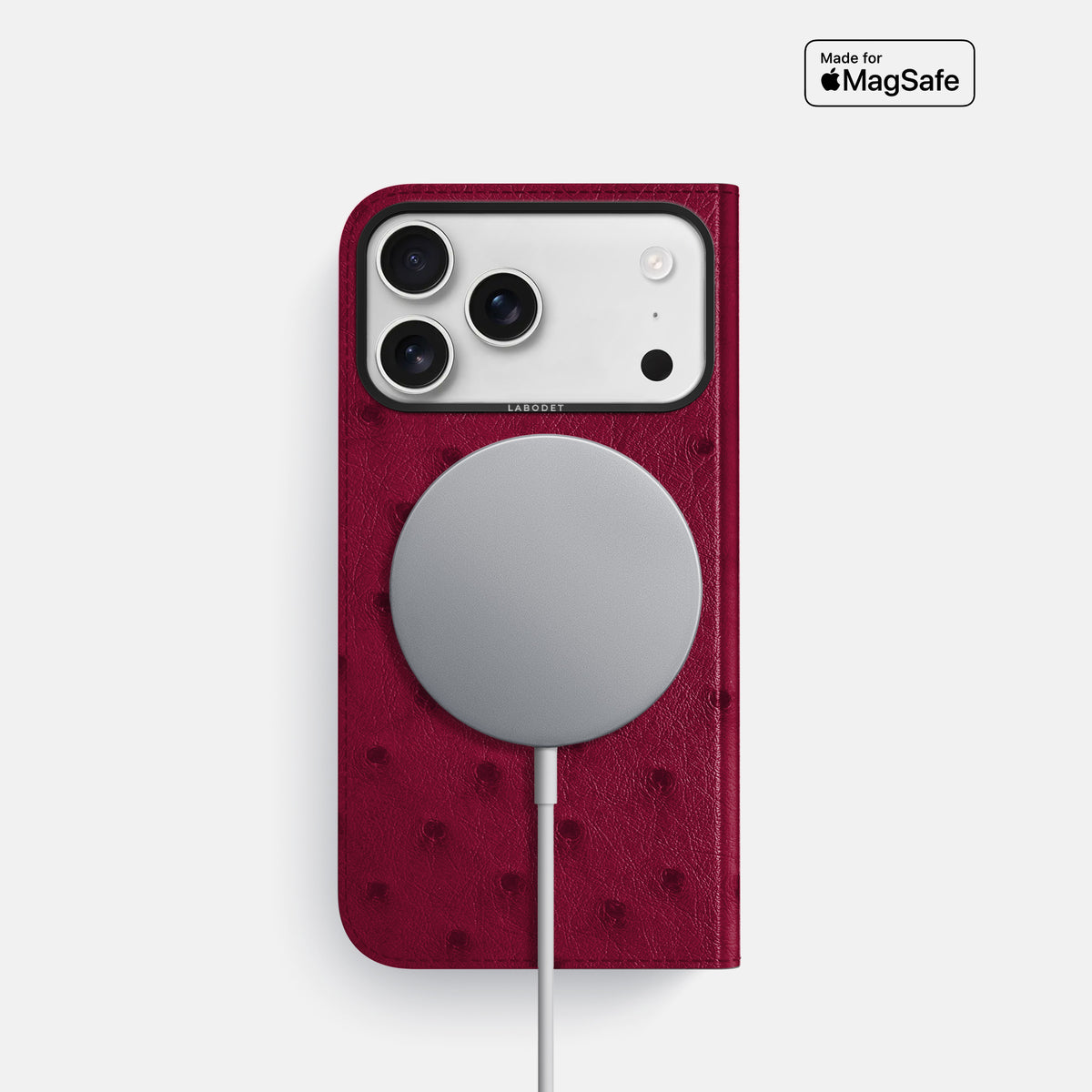 Folio Case For iPhone 17 Pro In Ostrich -3 | Bordeaux-Black