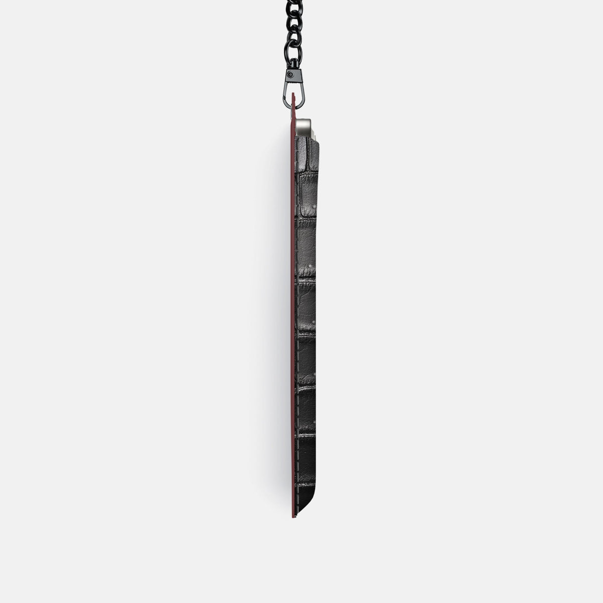Crossbody Bag For iPhone 18 Pro In Porosus Crocodile -4 | Shiny-Black-Black