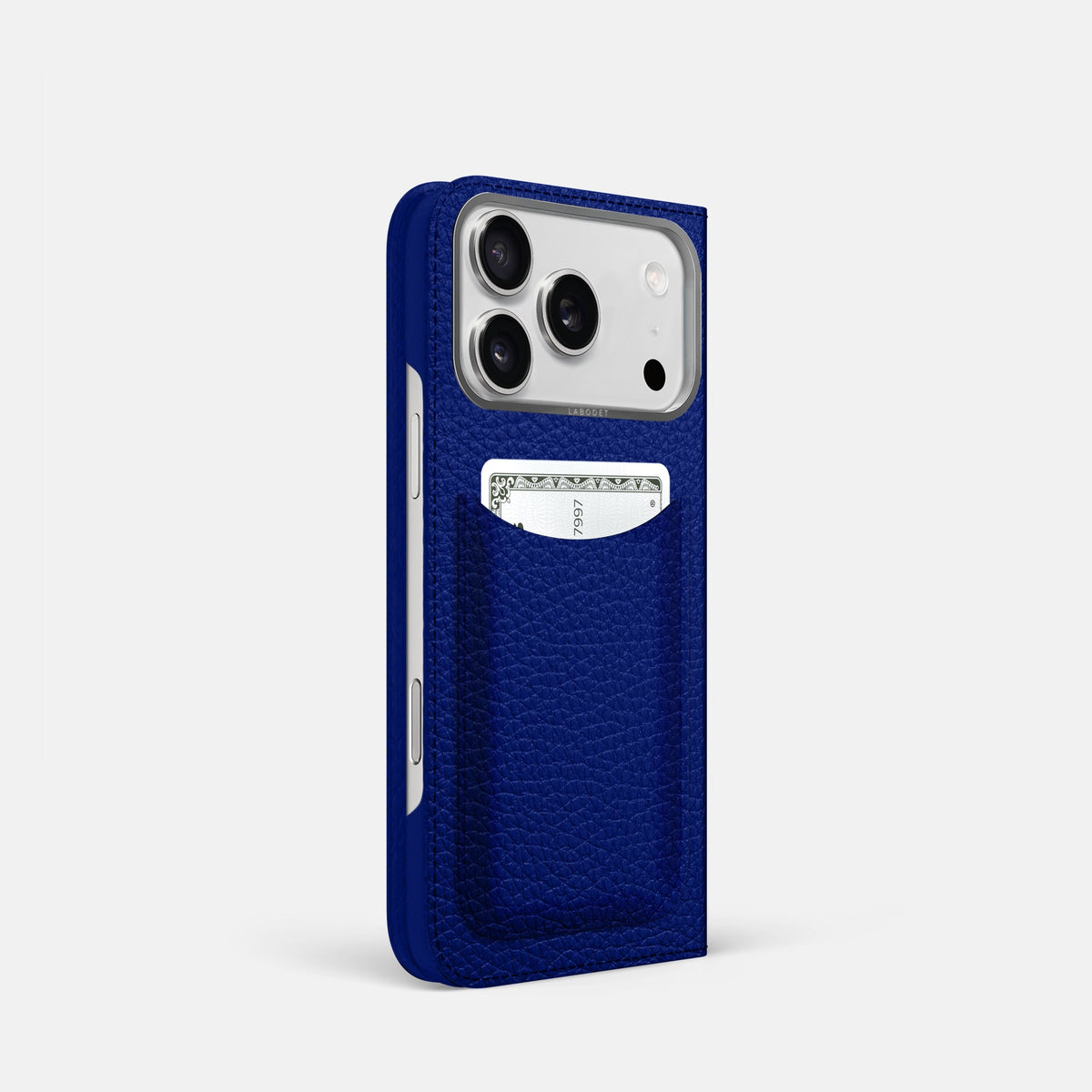Folio Case with Card For iPhone 18 Pro In Calf -1 | Royal-Blue-Steel