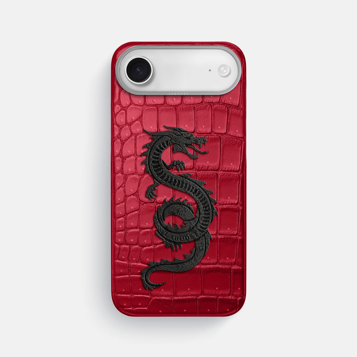 Classic Case With Carbon Dragon For iPhone 17 Air In Porosus Crocodile -1 | Burgundy-Steel