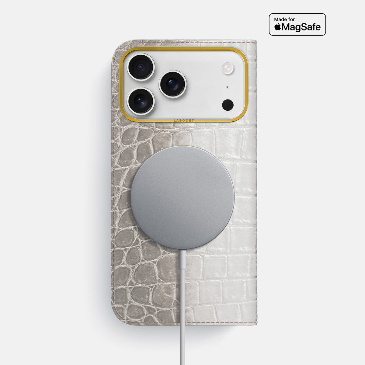Folio Case For iPhone 17 Pro Max In Himalayan Crocodile -3 | Grey-Gold