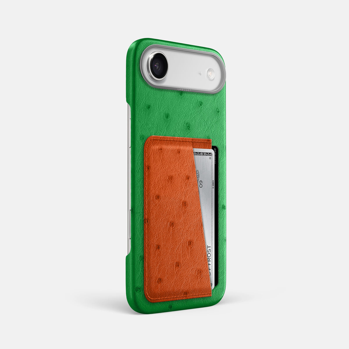 Double Card Case Coloré For iPhone 17 Air In Ostrich -2 | Kentucky-Green-Steel