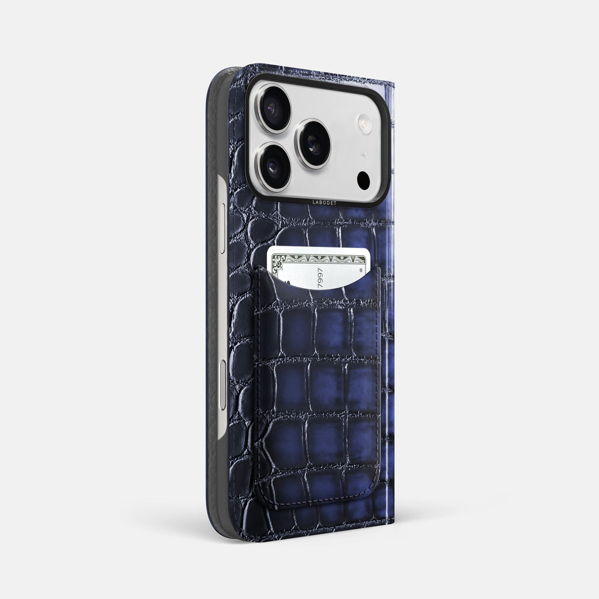 Folio Case with Card For iPhone 18 Pro Max In Patina Alligator -1 | Havana-Blue-Black