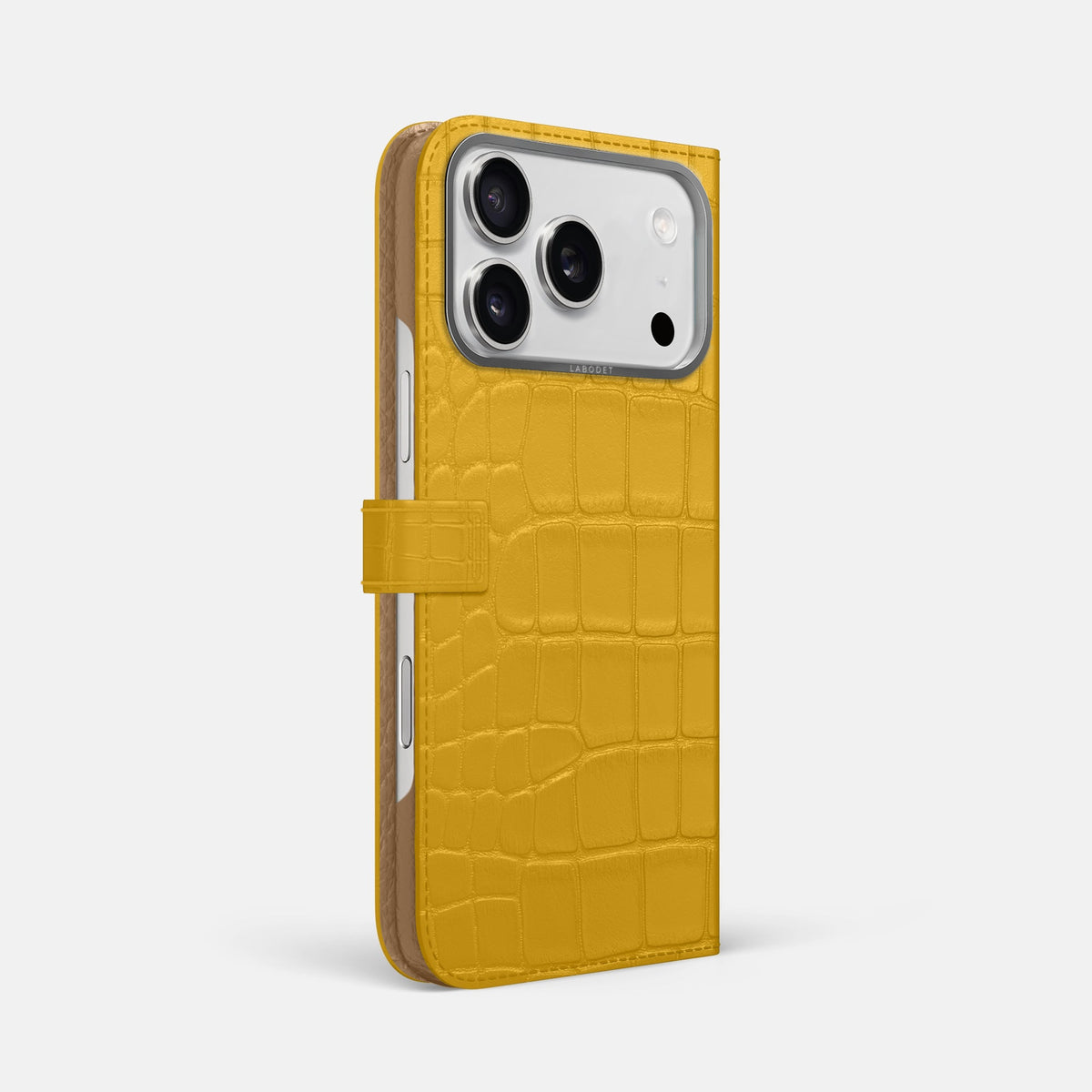 Folio Case with Clasp For iPhone 18 Pro Max In Alligator -1 | Yellow-Steel