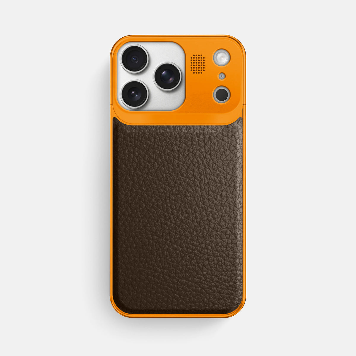 Metal Case For iPhone 17 Pro Max In Calf -1 | Dark-Brown-Orange