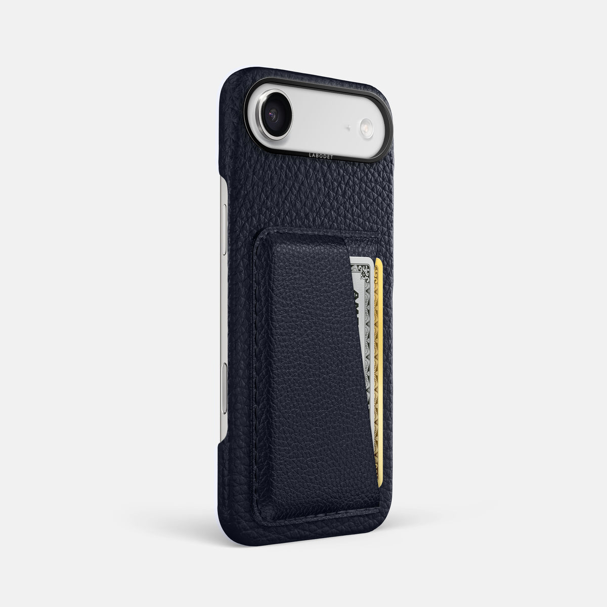 Double Card Case For iPhone 17 Air In Calf -2 | Marine-Black