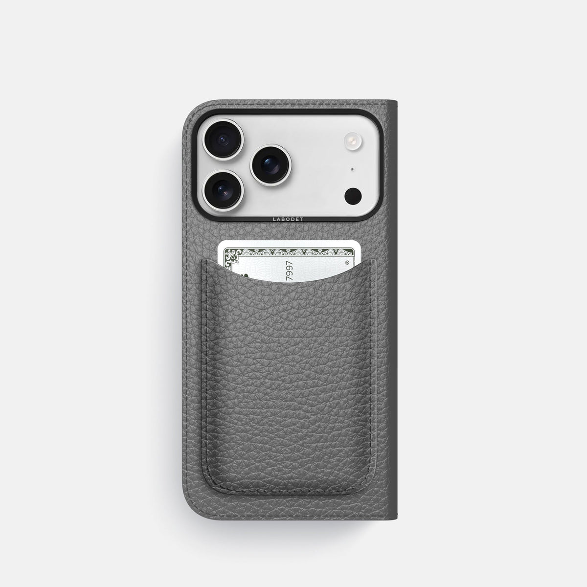 Folio Case with Card For iPhone 18 Pro In Calf -3 | Souris-Black