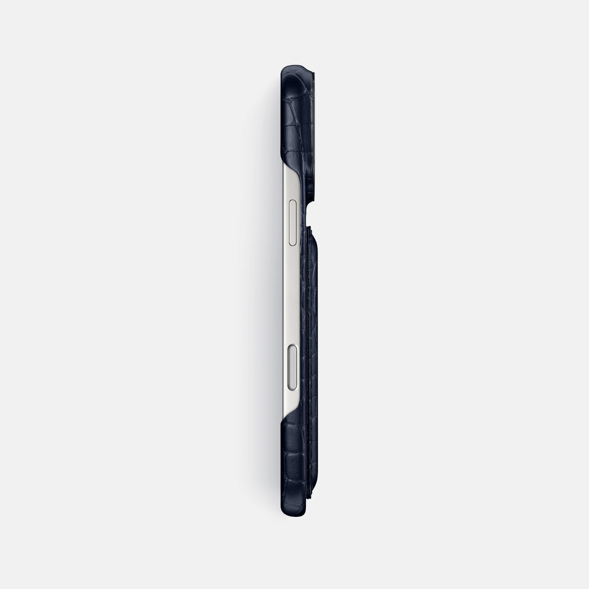 Double Card Case For iPhone 17 Pro Max In Alligator -3 | Navy-Blue-Black