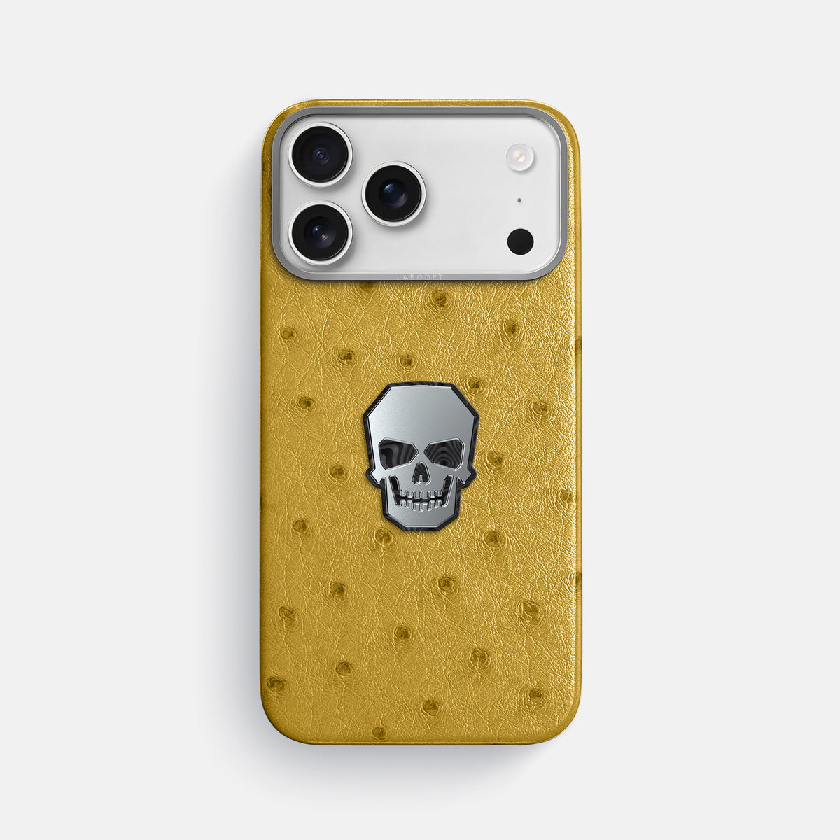 Classic Case With Titanium Skull For iPhone 17 Pro Max In Ostrich -1 | Gold-Steel