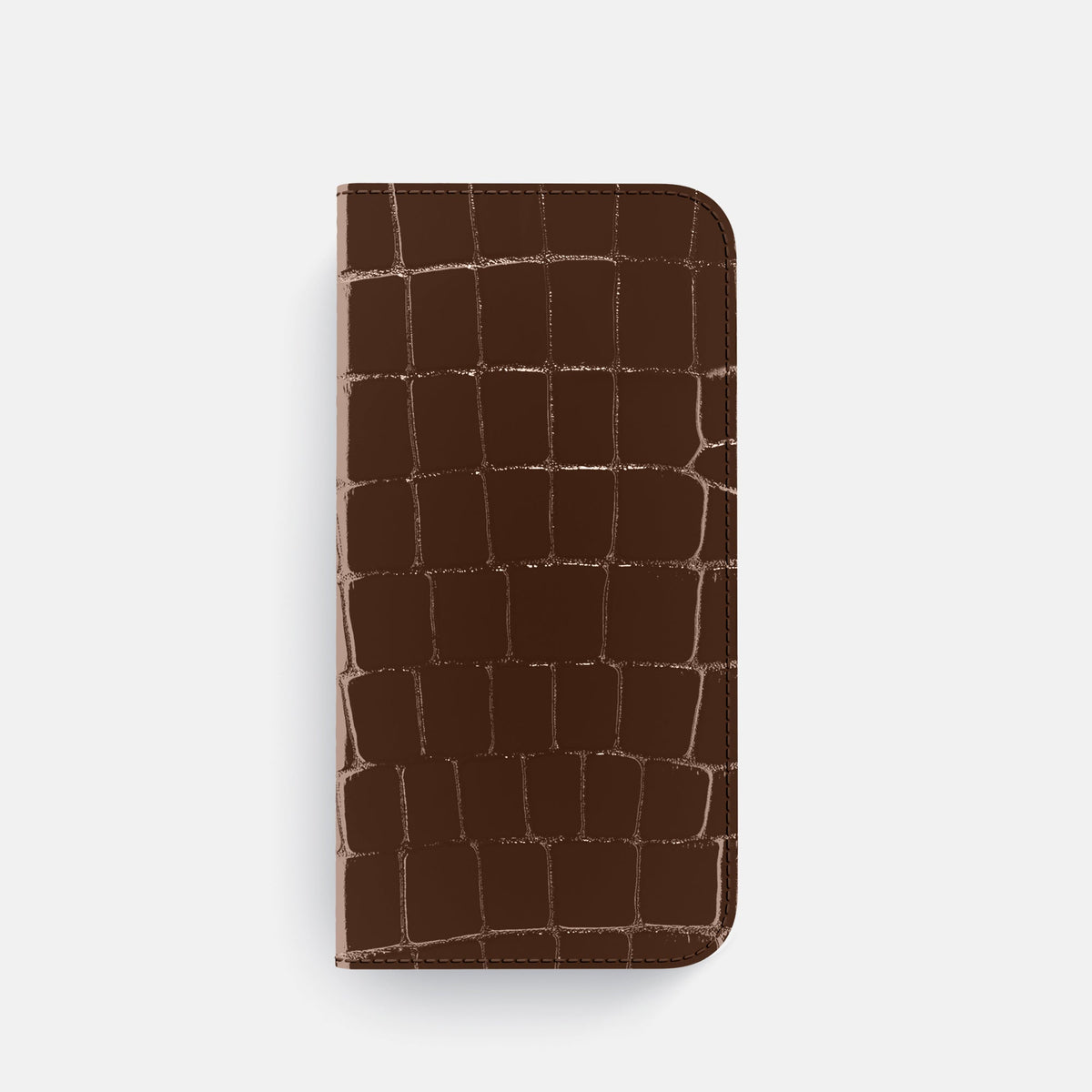Folio Case For iPhone 18 Pro In Shiny Alligator -4 | Brown-Black